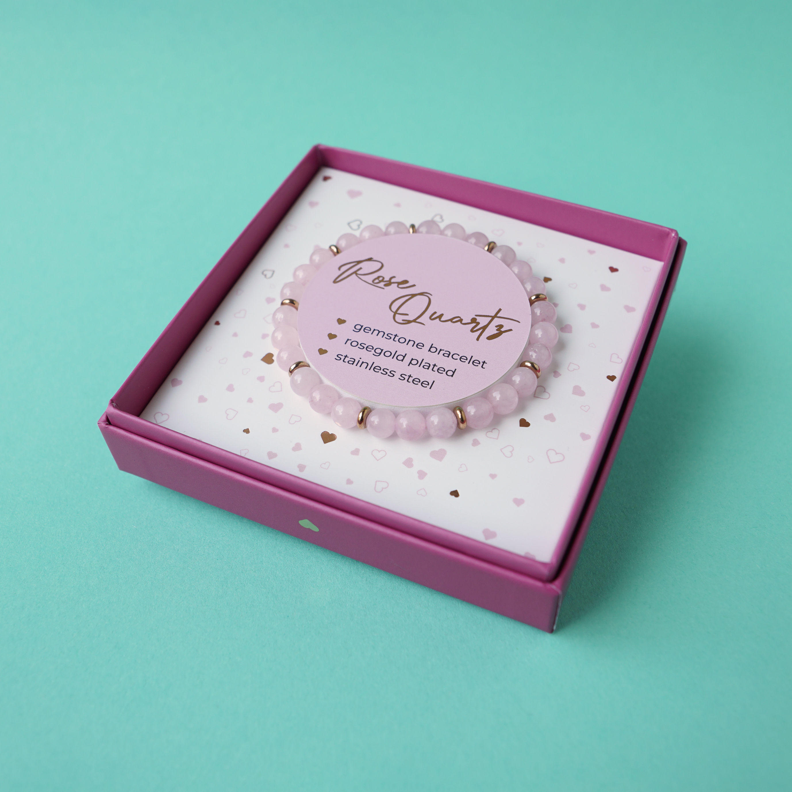 Geschenkbox Frauen - Armband, Rosenquarz Geschenkbox Frauen - Armband, Rosenquarz