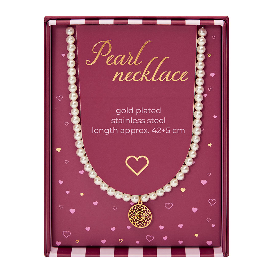 Geschenkbox Perlenhalskette – Mandala des Glücks, vergoldet