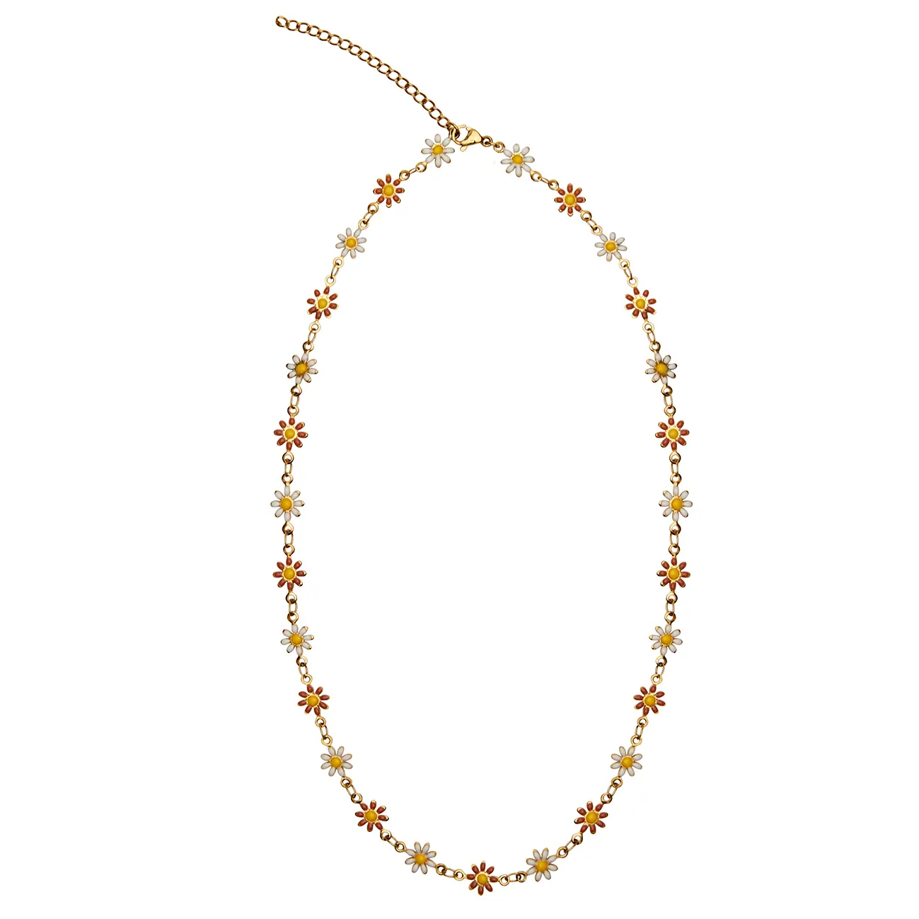 Halskette DAISY – Weiß & Orange, vergoldet