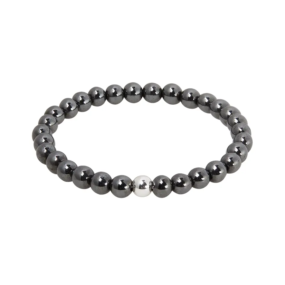 Echtsteinarmband KARMA – Hämatit, versilbert Echtsteinarmband KARMA – Hämatit, versilbert