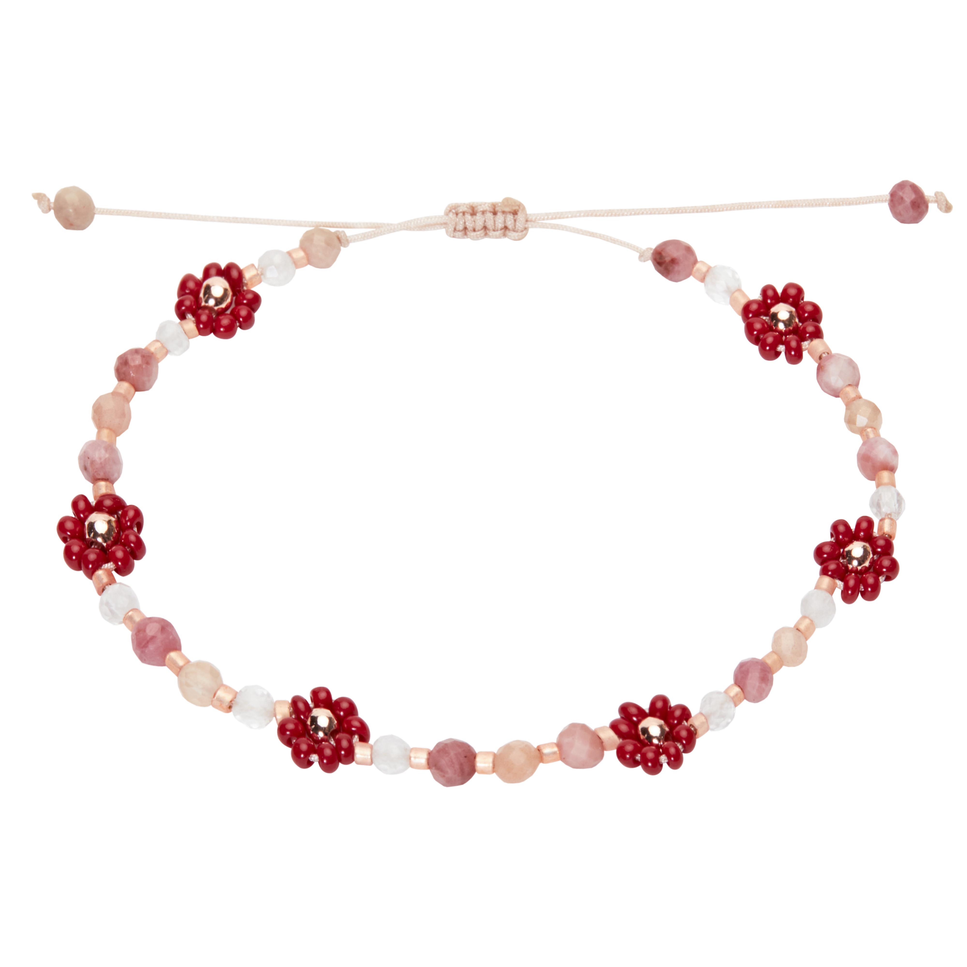Armband FLOWER POWER, bordeaux