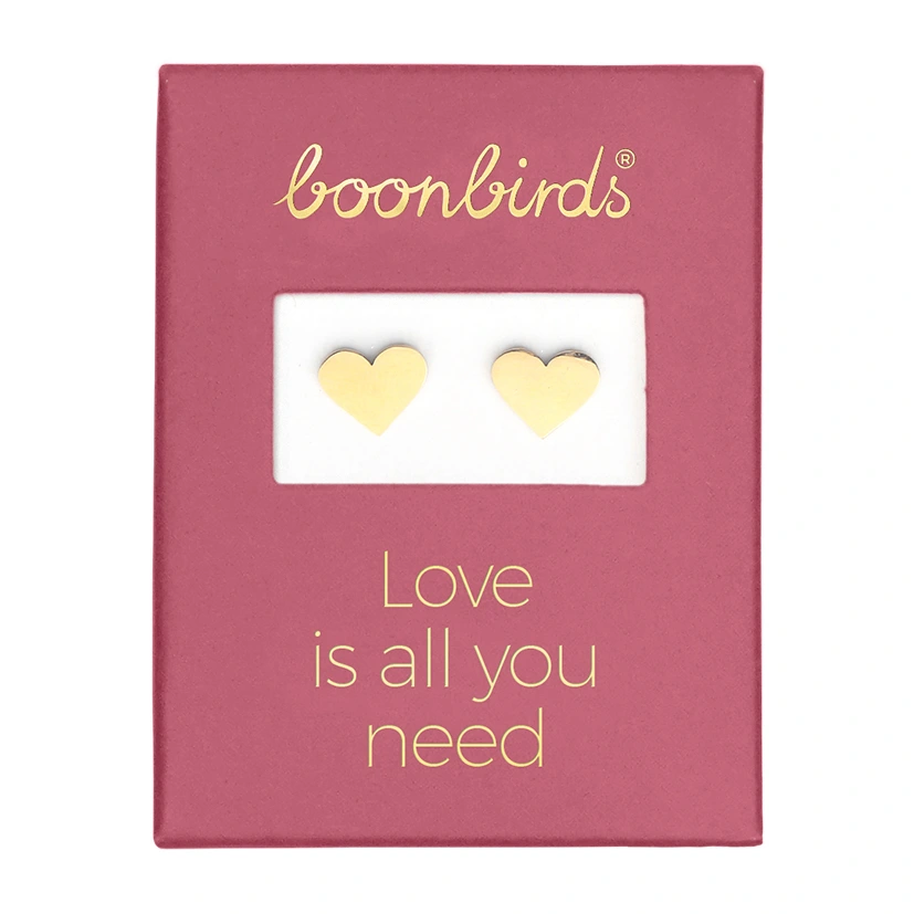 Vergoldete Ohrstecker mit dem Motiv Herz von der Marke boonbirds