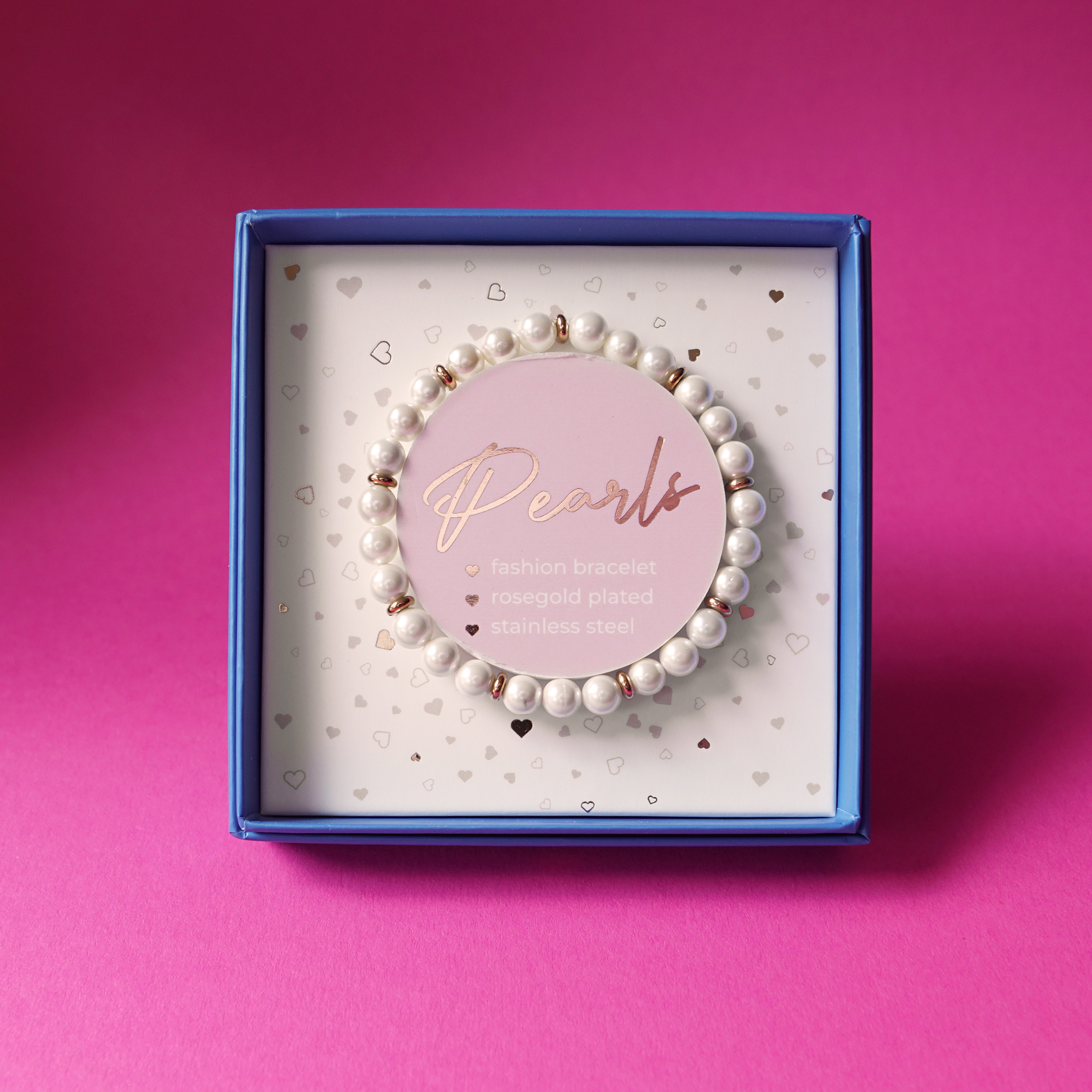 Geschenkbox Frauen - Armband, Perle rosévergoldet