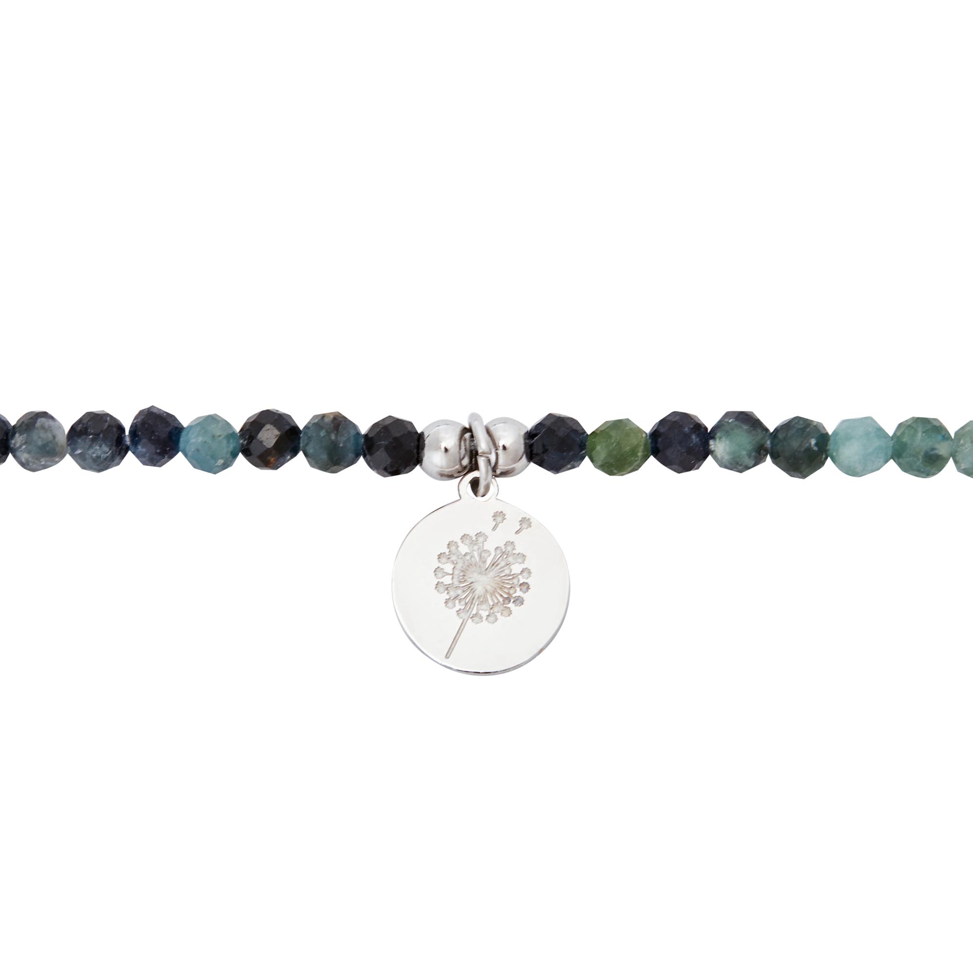 Armband - "nature love" - blauer Turmalin - Edelstahl - Pusteblume