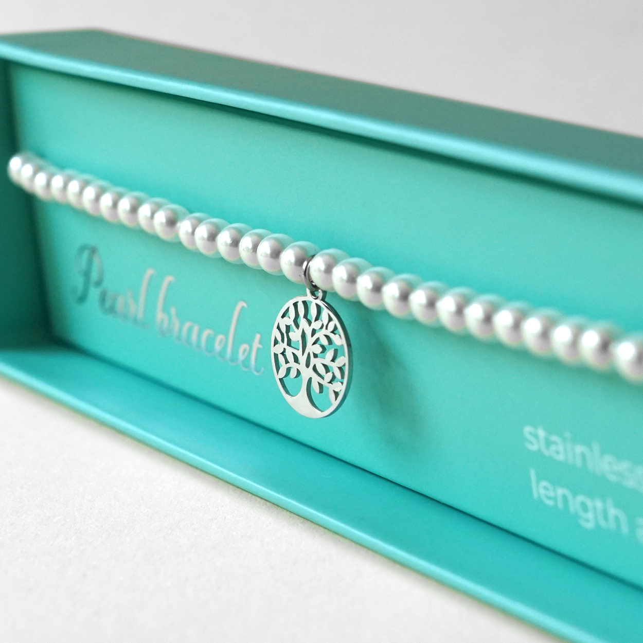 Geschenkbox Perlenarmband – Baum des Lebens, Edelstahl
