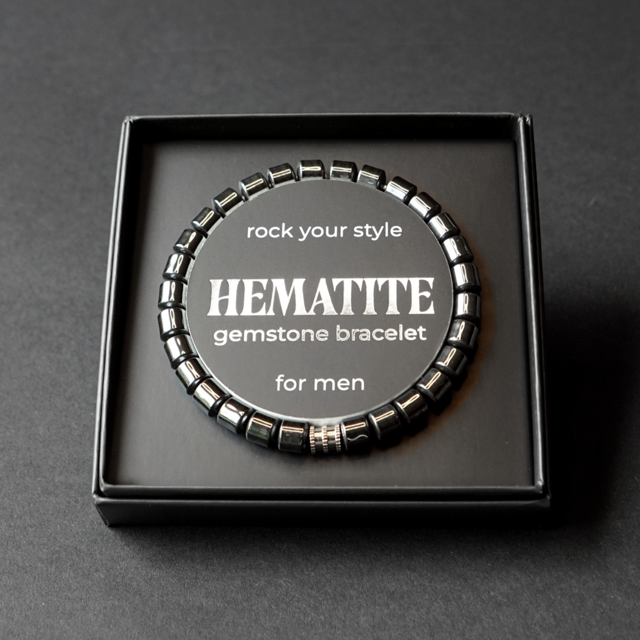 Geschenkbox MEN – Armband, Hämatit