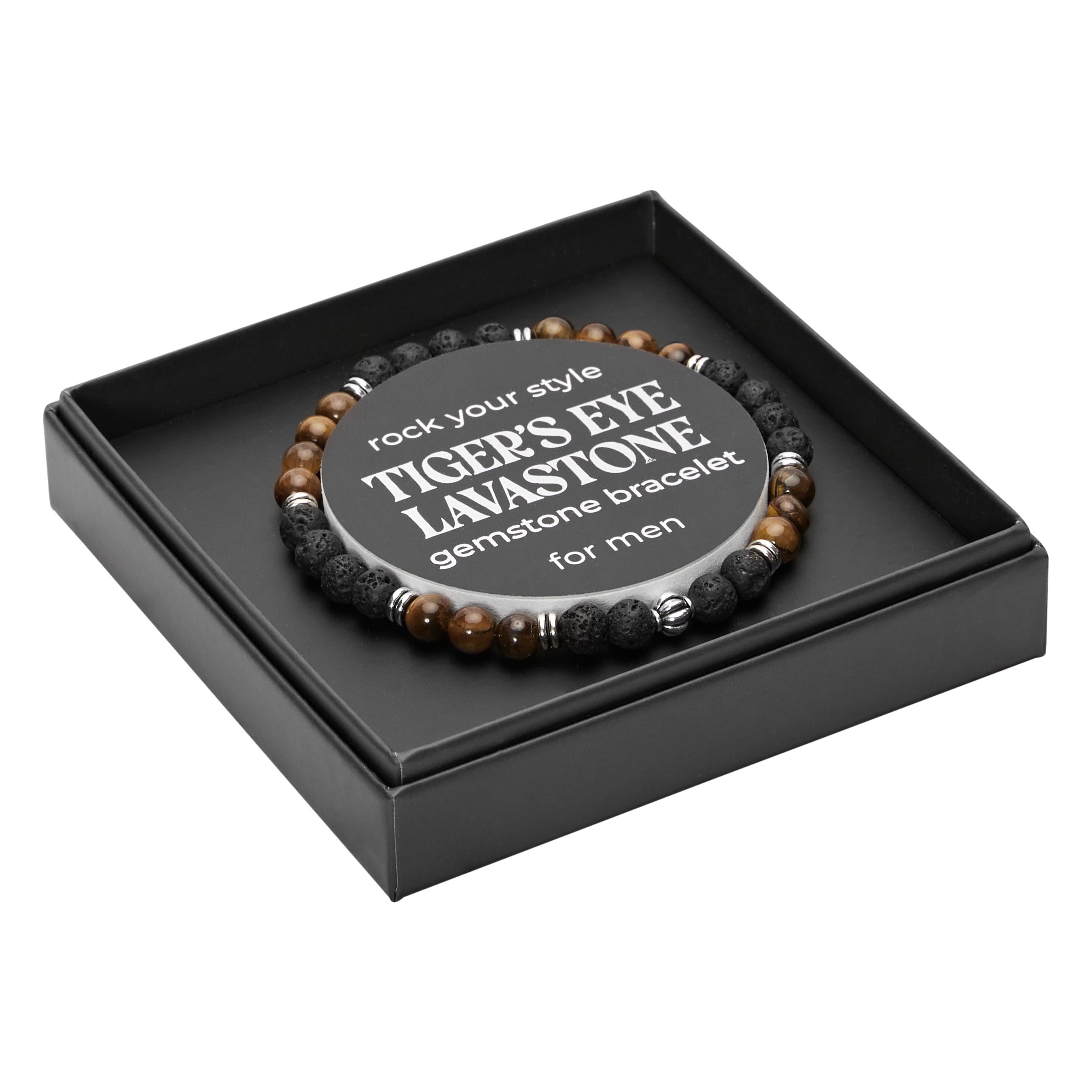 Geschenkbox MEN – Armband, Lavastein und Tigerauge