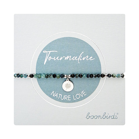 Armband - "nature love" - blauer Turmalin - Edelstahl - Pusteblume