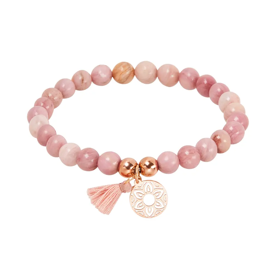 Echtsteinarmband KARMA – Thulit, Mandala der Liebe, rosévergoldet Echtsteinarmband KARMA – Thulit, Mandala der Liebe, rosévergoldet