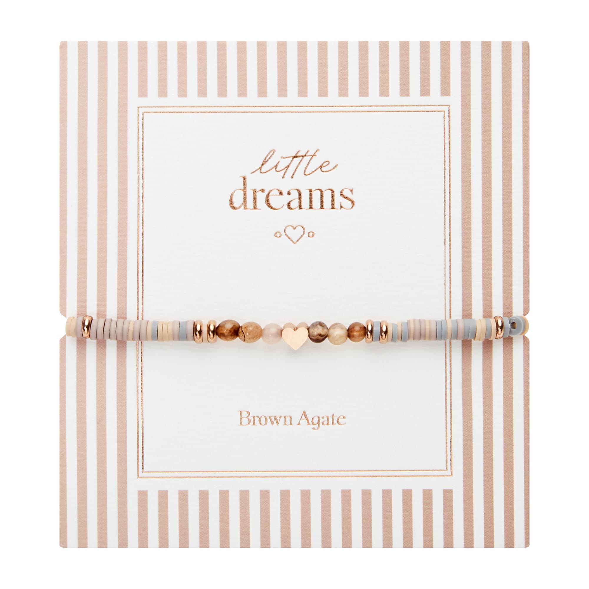 Armband - "little dreams" - brauner Achat - rosévergoldet - Herz