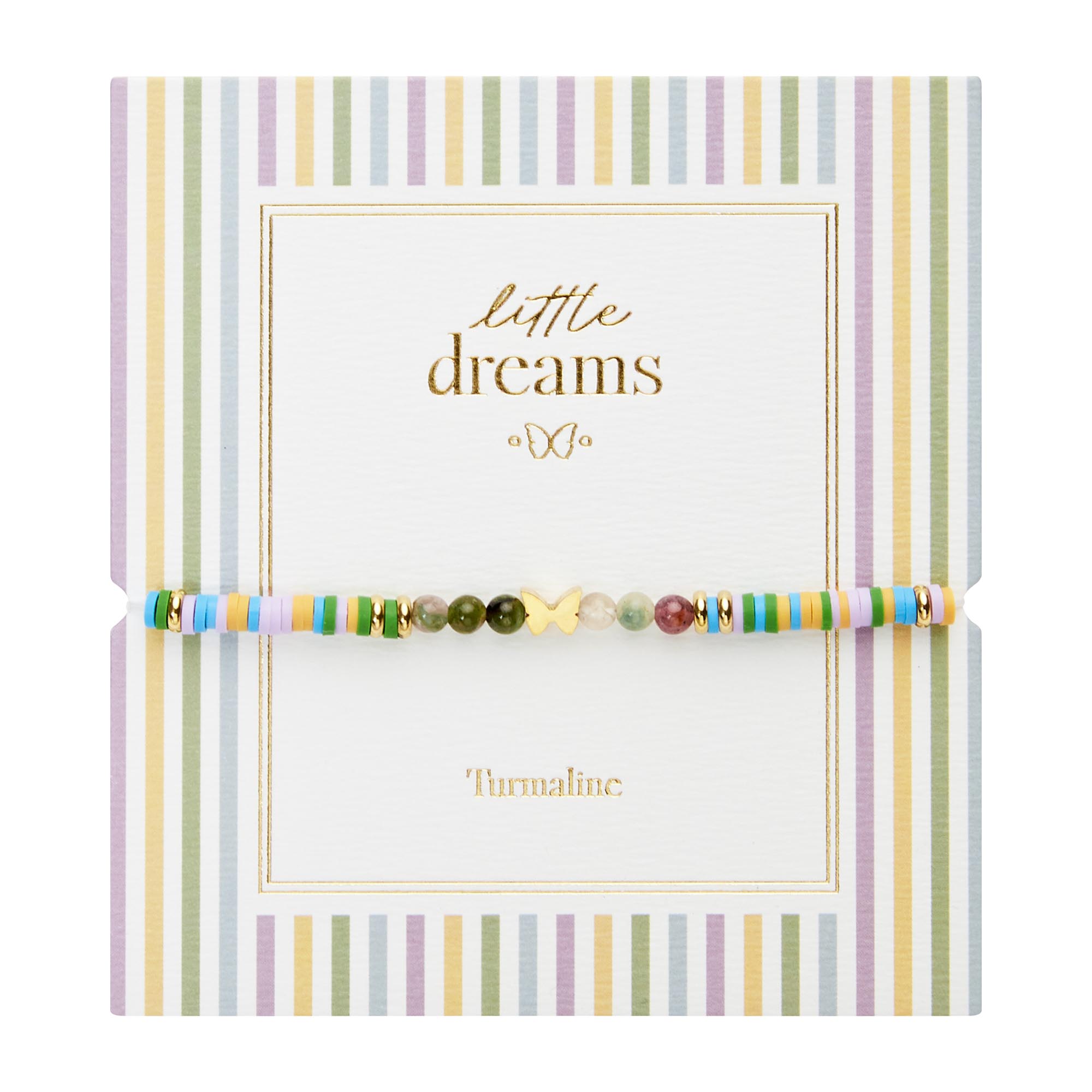 Armband - "little dreams" - Turmalin - vergoldet - Schmetterling