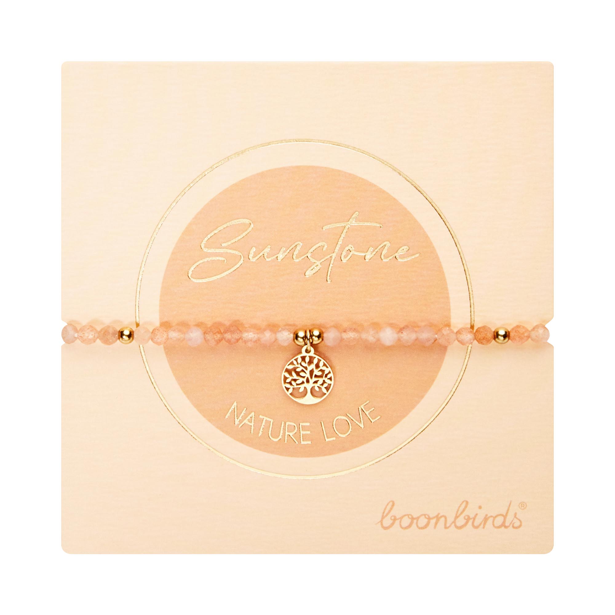 Armband - "nature love" - Sonnenstein - vergoldet - Baum des Lebens