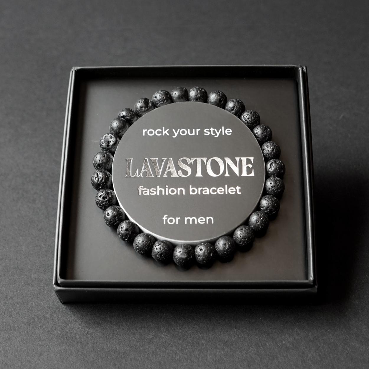Geschenkbox MEN – Armband, Lavastein
