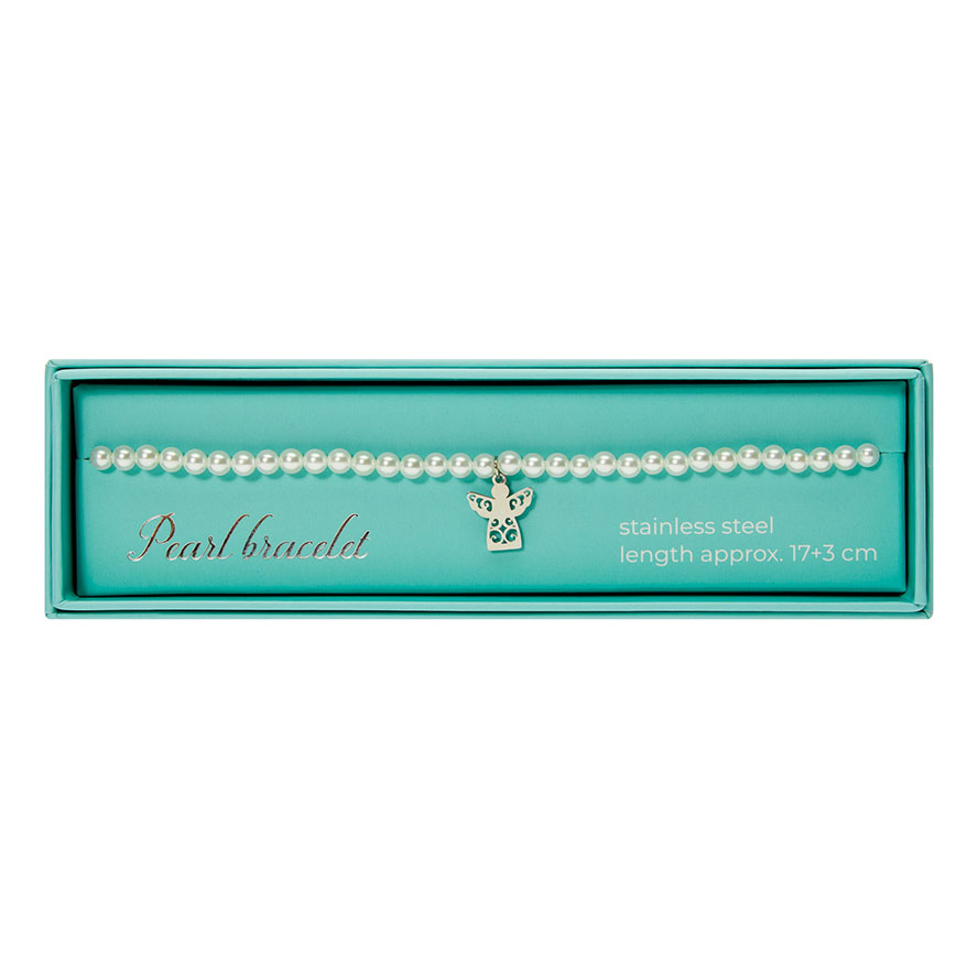Geschenkbox Perlenarmband – Schutzengel, Edelstahl