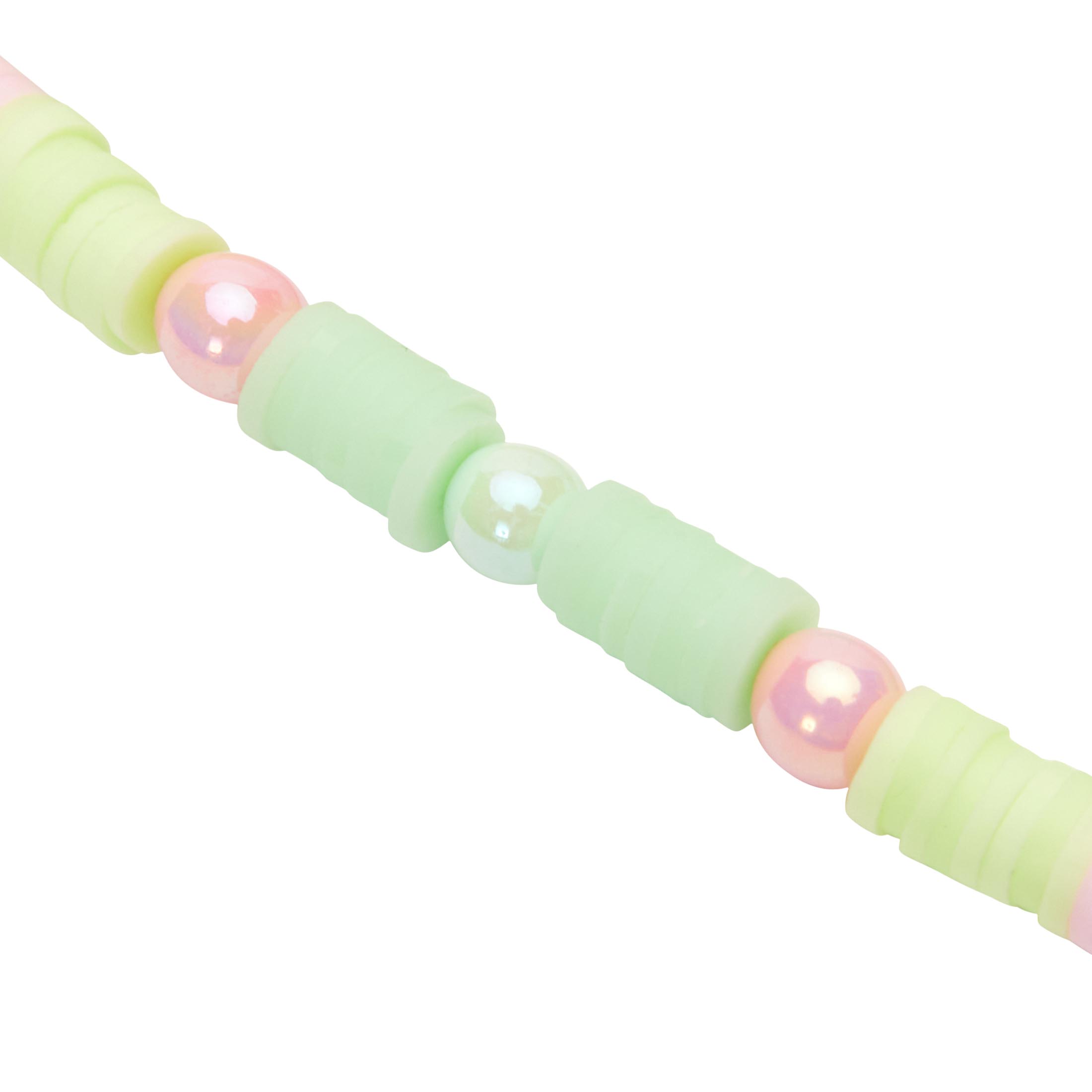 Armband LUCKY KIDS – Heishi Grün-Rosa