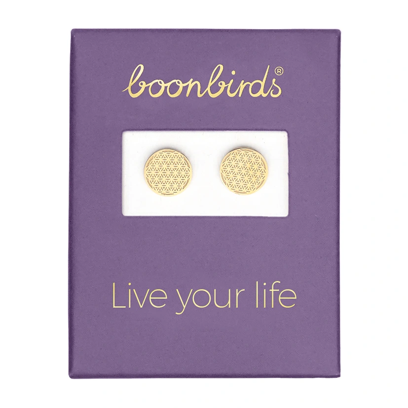 Ohrstecker SELECTION – Blume des Lebens, vergoldet Vergoldete Ohrstecker mit dem Motiv Blume des Lebens von der Marke boonbirds