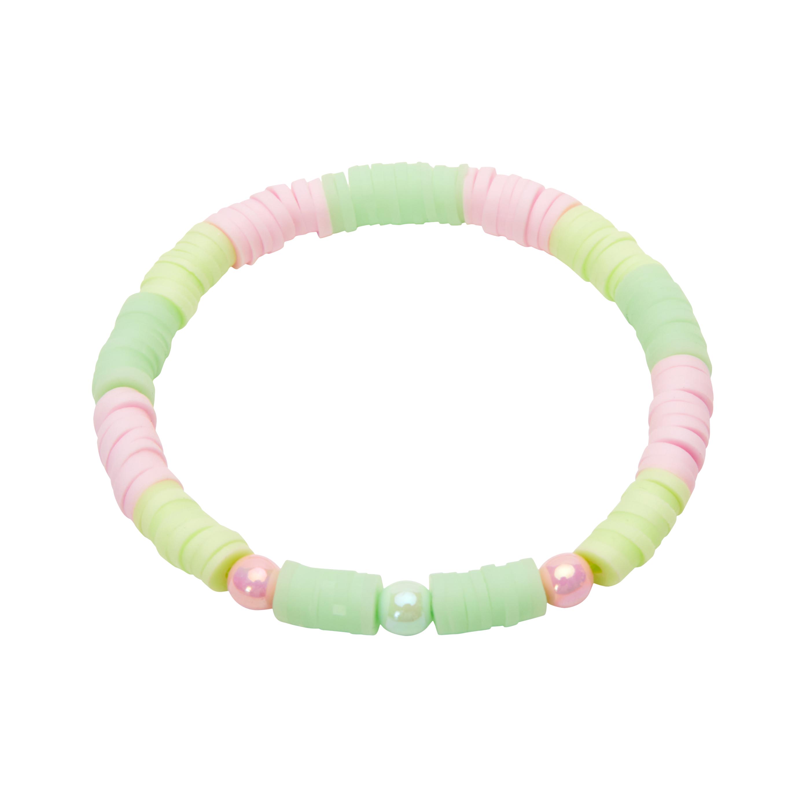 Armband LUCKY KIDS – Heishi Grün-Rosa