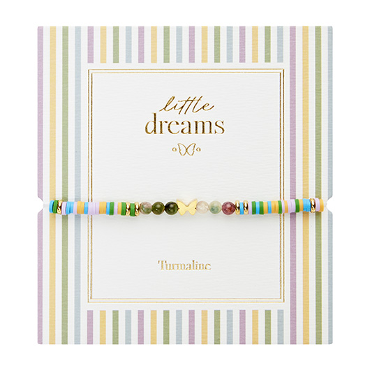Armband - "little dreams" - Turmalin - vergoldet - Schmetterling