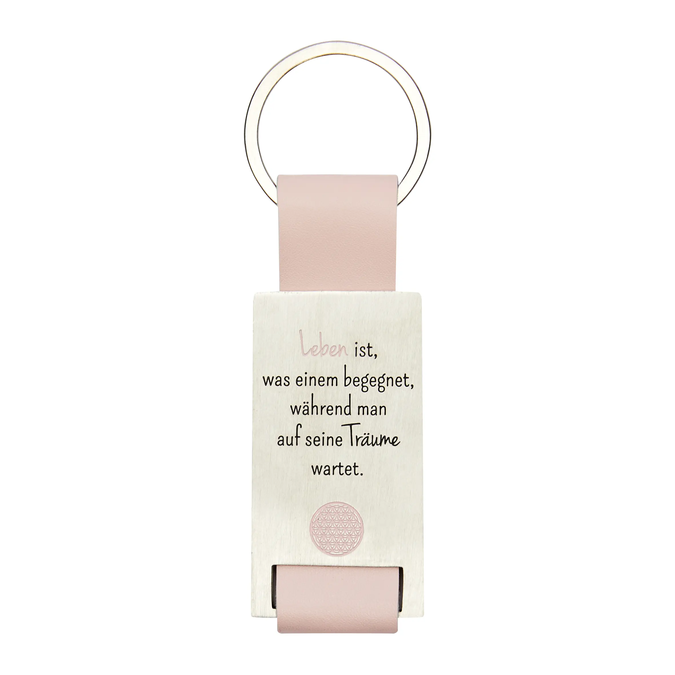Schlüsselanhänger mit Spruch – Blume des Lebens, rosa