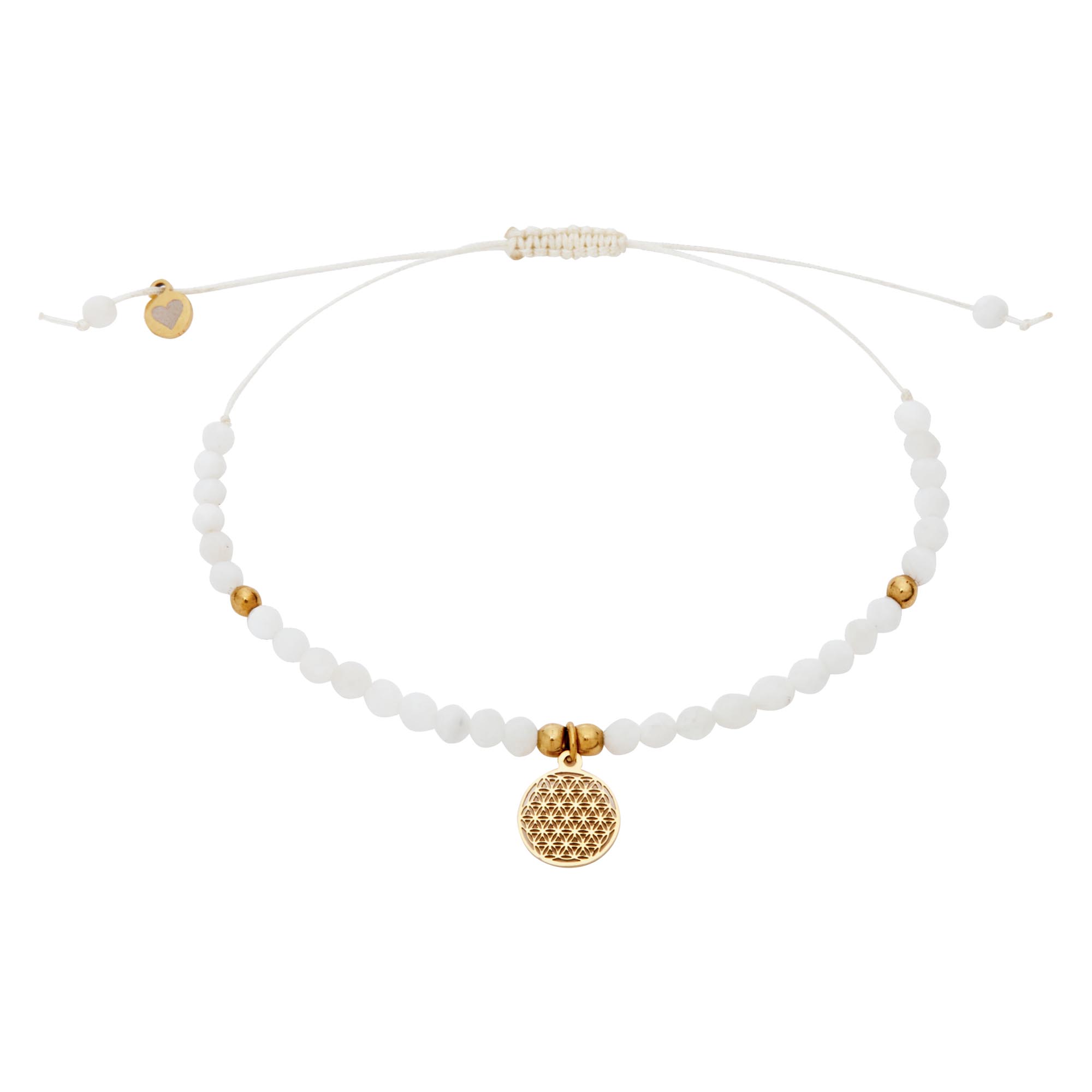 Armband - "nature love" - Mondstein - vergoldet - Blume des Lebens