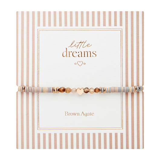 Armband - "little dreams" - brauner Achat - rosévergoldet - Herz